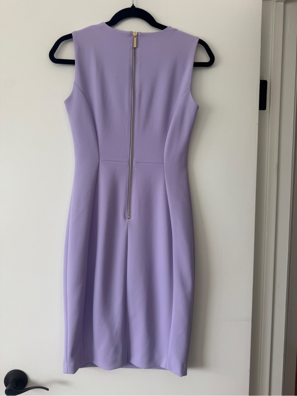 Calvin Klein Lavender Sleeveless Sheath Dress Gold Zip Size 2 - Picture 2 of 10